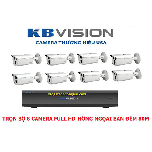 Trọn bộ 8 Camera Kbvision Full HD 2.0 MP