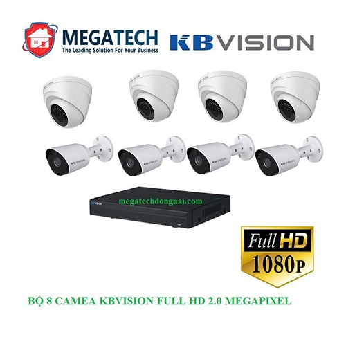 trọn bộ 8 camera Kbvision 2.0 Megapixel