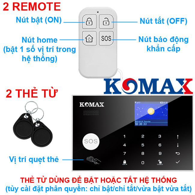 Remote và thẻ từ dùng cho bộ báo trộm KM-G30