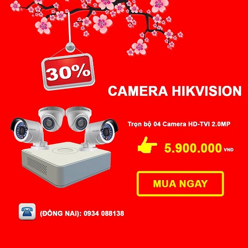 Trọn bộ 4 Camera Hikvision 2.0mp