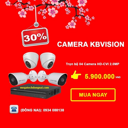 trọn bộ 4 camera Kbvision 2.0 megapixel